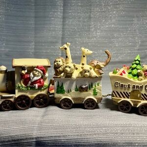 Vintage Christmas Santa Train Giraffe Elephant Lion Bear Toys